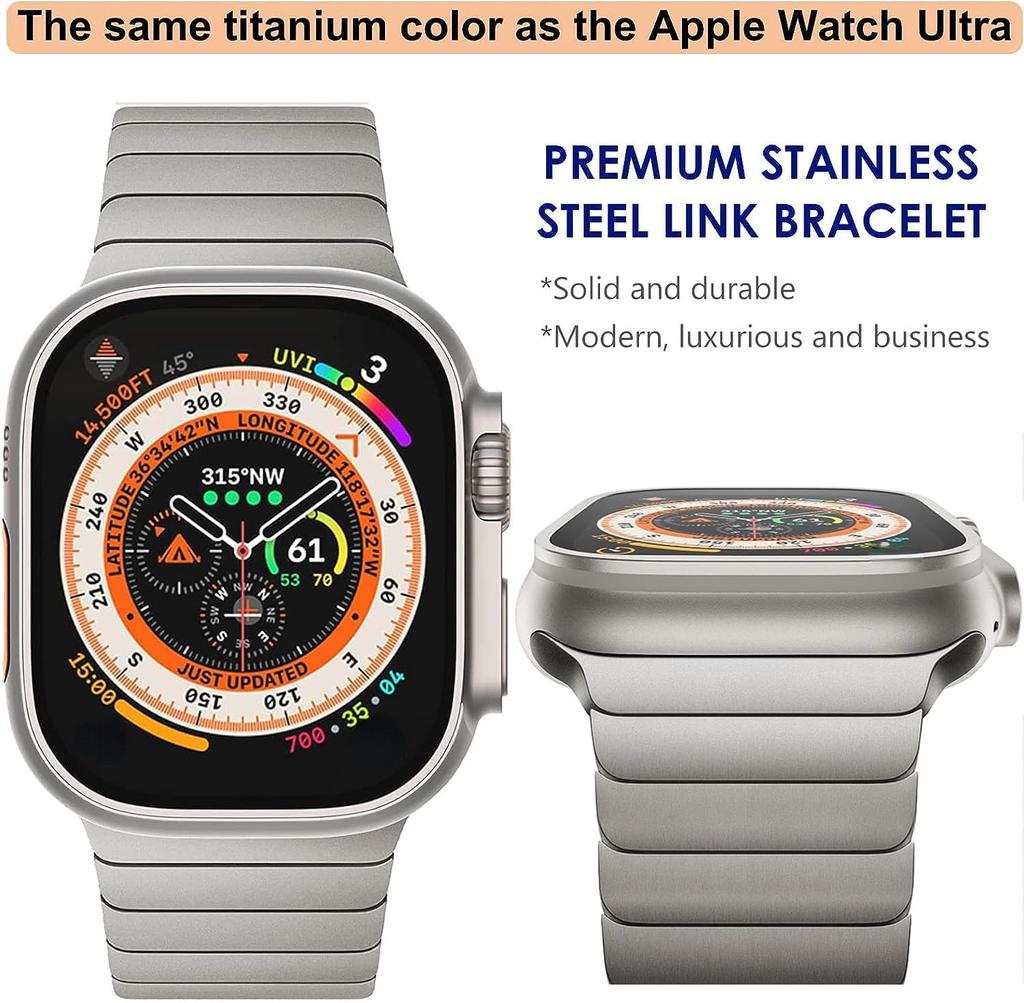 Ultra 2 1 Titanium Color For Apple Watch Ultra 49mm 45mm 44mm 42mm Luxury Bracelet iWatch 46mm 41mm 8 9 10 Stainless Steel Band