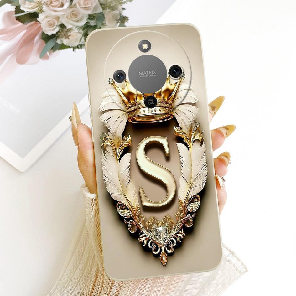 For Honor X9d Case MTN-NX1 Shockproof Cover Luxury Initial Letters Crown Soft Silicone Back Shell For HonorX9D Magic 8 Lite Capa