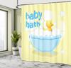 Perdea de duș cu rațe, Pui de rață înoată în cadă freestanding umplută cu băi cu bule, Decor baie din material textil