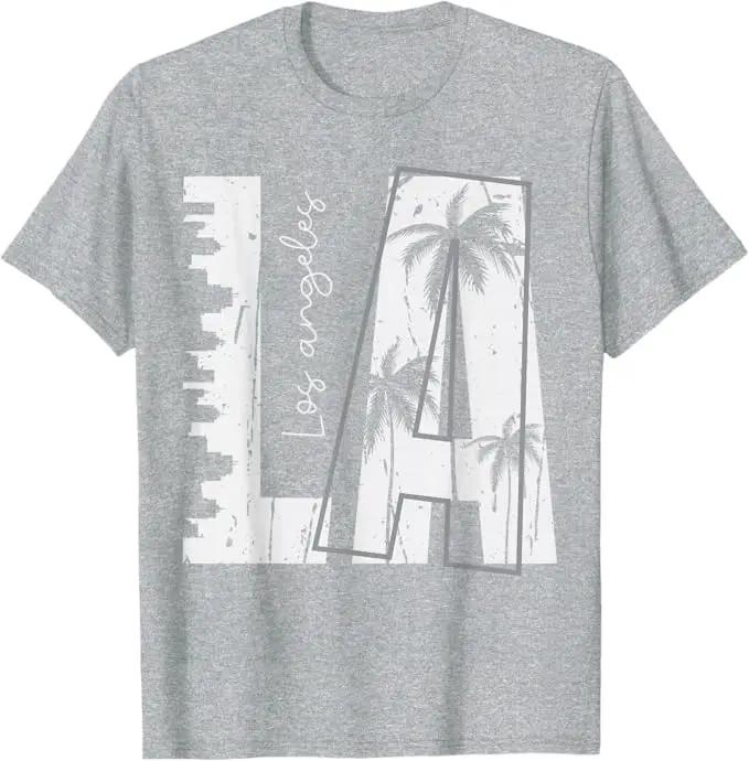 Mens LA Los Angeles Printed Shortsleeved Tshirt Men Women Summer Fashion Vintage Crew Neck Tshirt Top Men Clothing