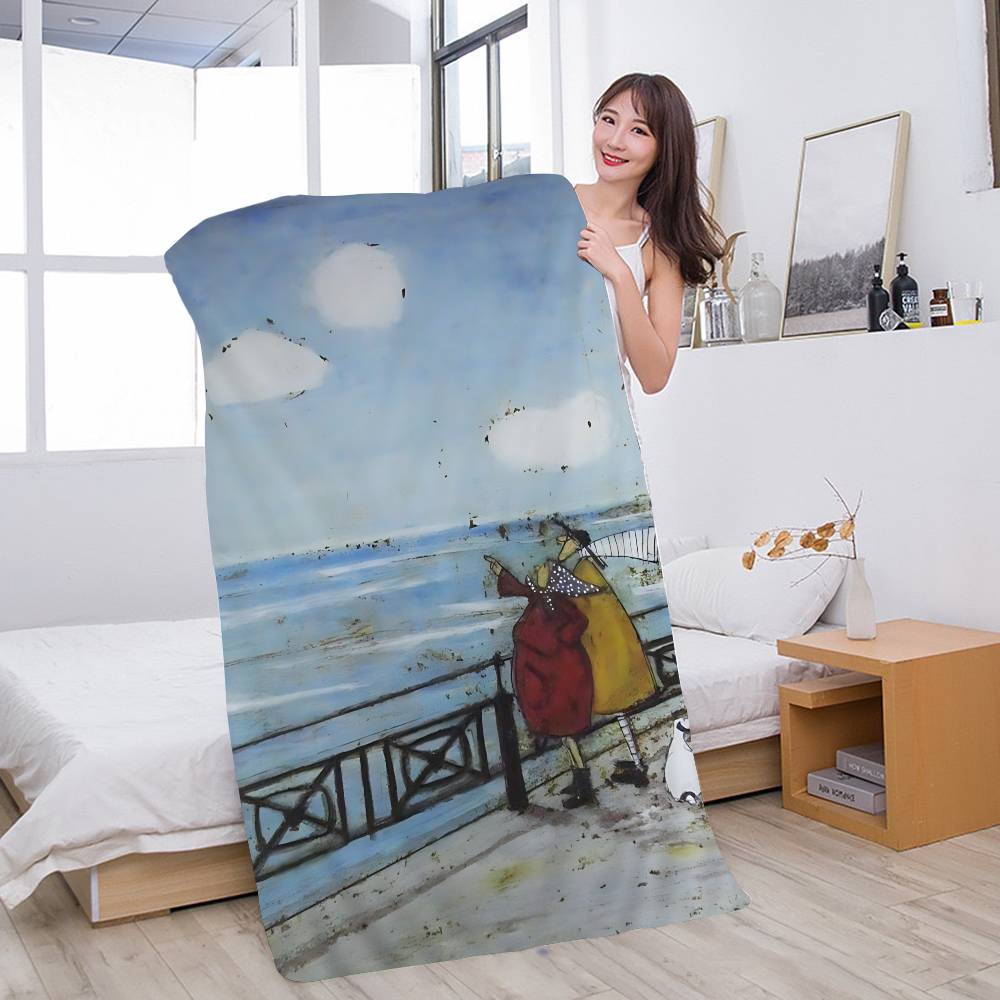 Sam Toft Art Abstract Landscape Beach Towel Colorful Bath Towels for Girl Microfiber Quick Dry Custom Sand Free Beach Yoga Spa