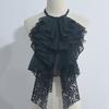 Victorian Layered Ruffle Lace Detachable Jabot Faux Collar Necktie For Renaissance Costumes Party Outfit Accessories