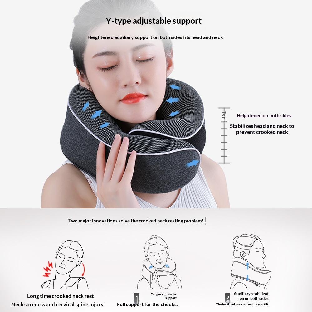 Memory Foam Travel Pillow Portable - U Shape Neck Support Pillow with Removable Cover, Collapsible for Airplane, Car, Office
