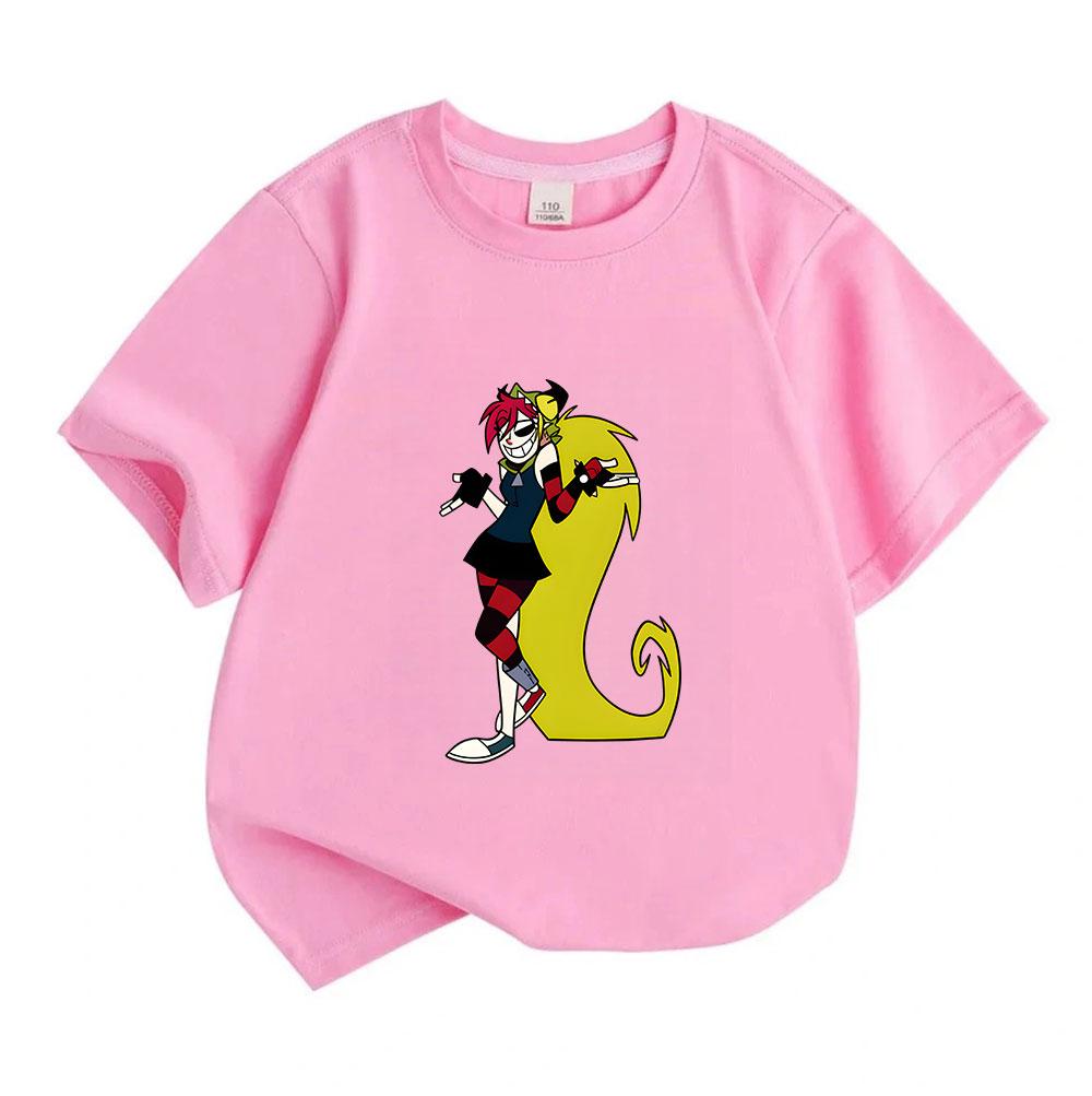 Kids Boys Girls 100% Cotton Crew Neck Short Sleeve T-Shirt, Funny Cartoon Character Print Casual Soft Breathable Tee for Daily Wear Birthday Gift