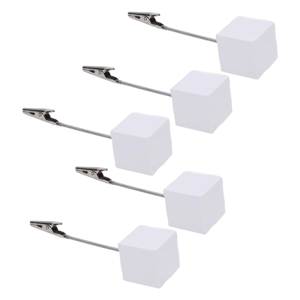 10Pcs Table Number Card Holder Wooden Block Crocodile Clip Photo Holder with for Memos Reminders White