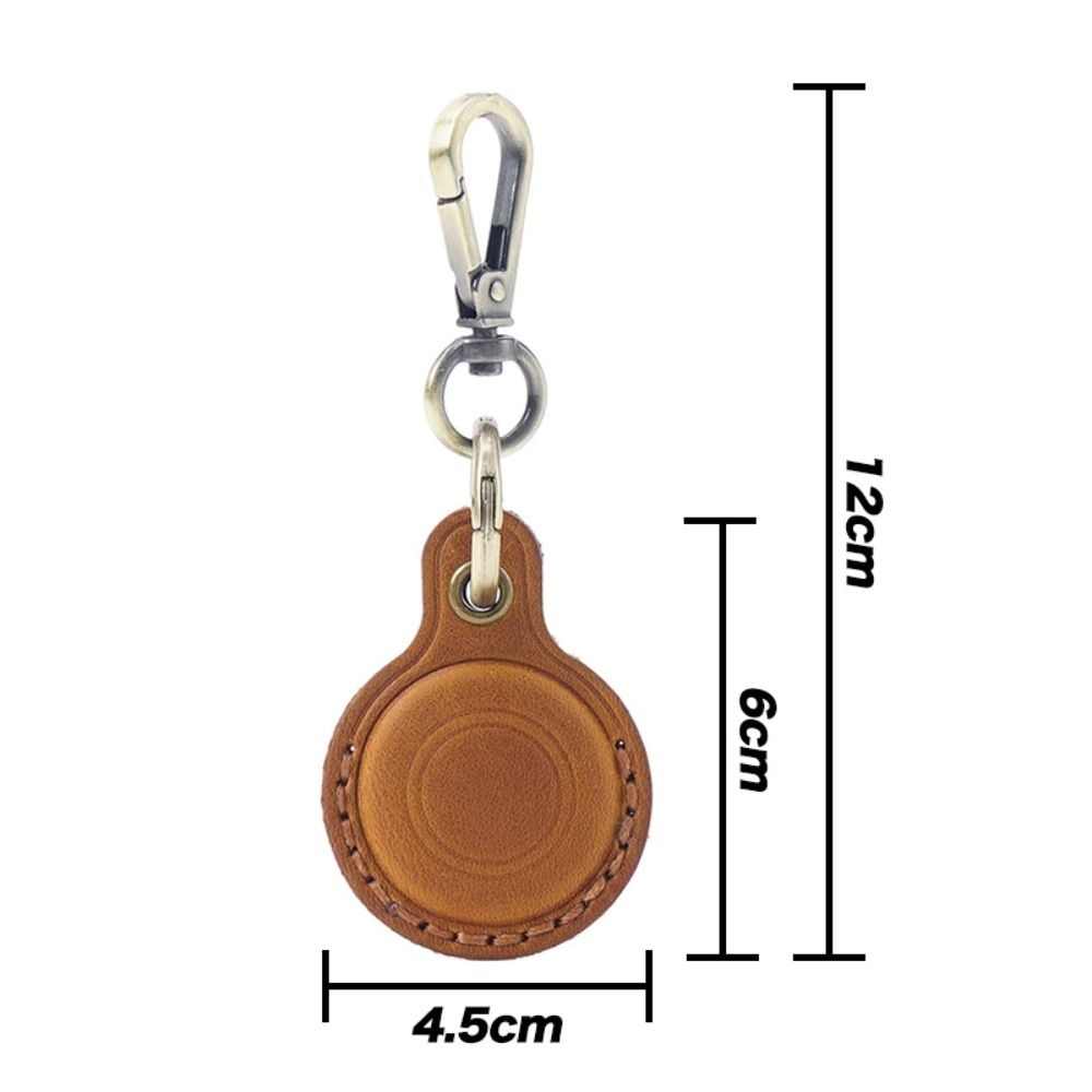 Retro Leather Leather Protective Case Protector KeyRing Keychain Locator Cover for Apple AirTag