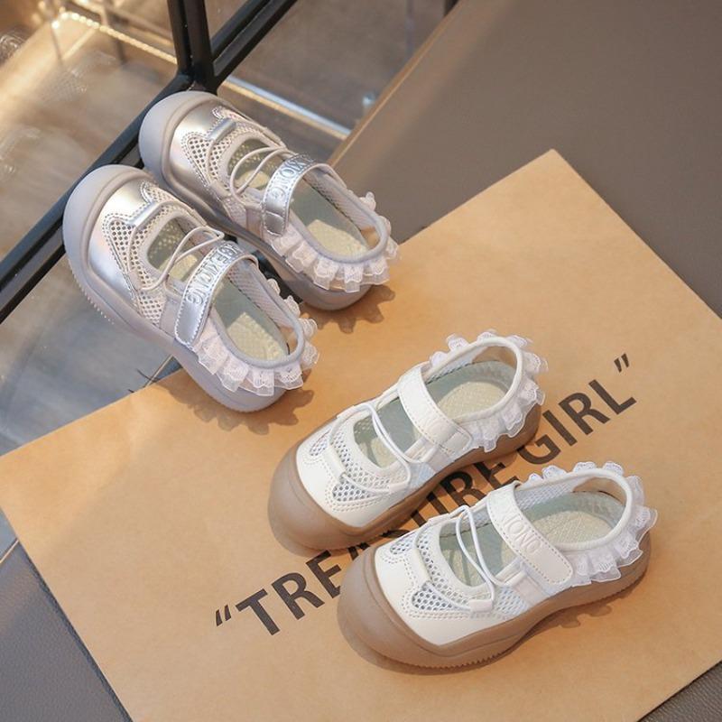 Summer Girls Ballet Style Sports Sandals, Breathable Mary Jane Dad Shoes Soft Sole with Hook-and-Loop for Kids