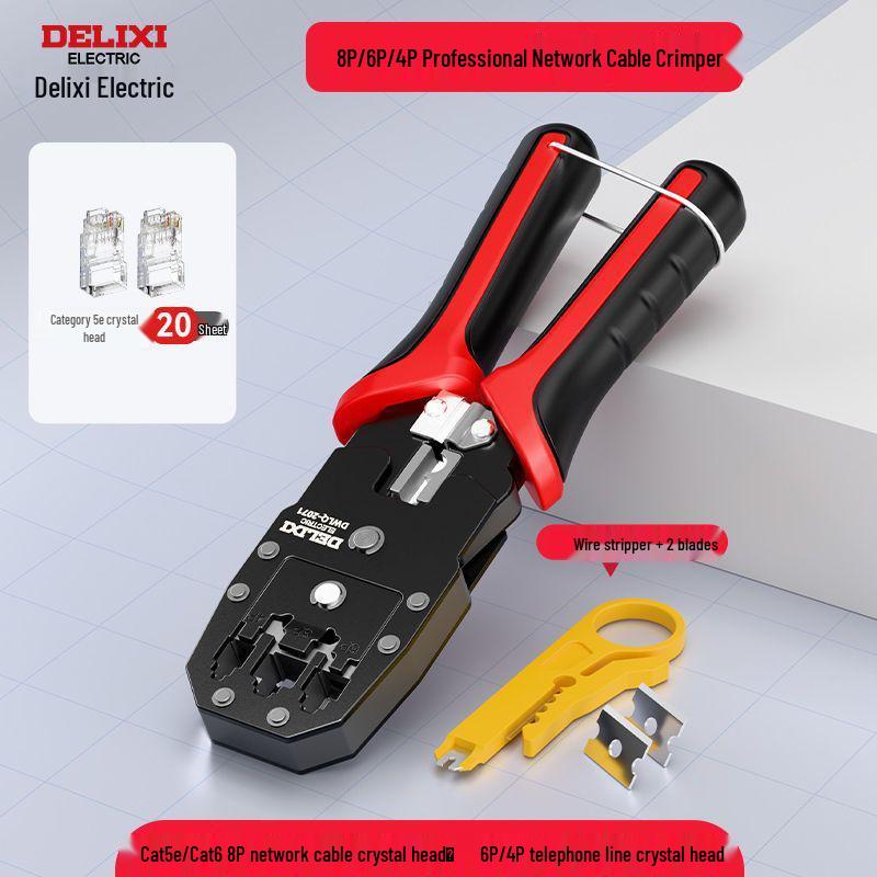 Professional Grade Network Cable Crimper Set with Wire Stripper and Cutter for Category 6 and 6P8P Crystals