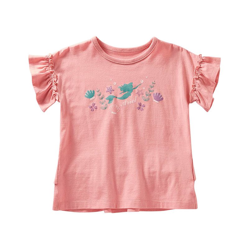 Summer Princess Cartoon Half-Length Sleeve Thin Girls T-shirt Pink 110