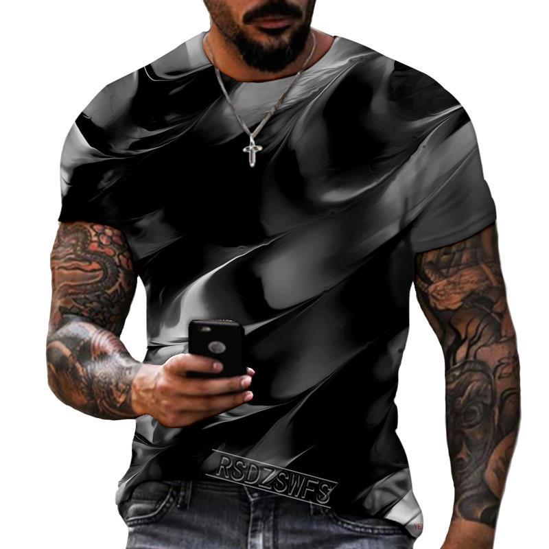 3D Printing Digital Abstract Style Black White Landscape Painting Abstract Art T-Shirts Men’s