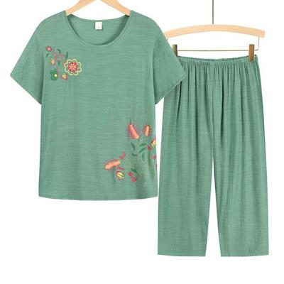 2 pezzi/set pigiama per la mamma set stampa floreale maniche corte girocollo pullover ampio per dormire elastico in vita