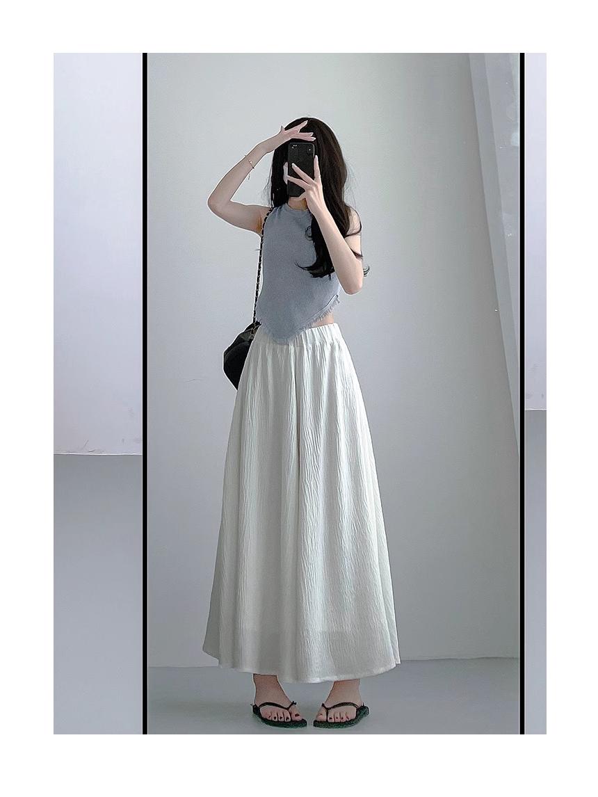 

Женская мини-юбка А-силуэта с завышенной талией, синяя - Летняя коллекция 2025 Small белый