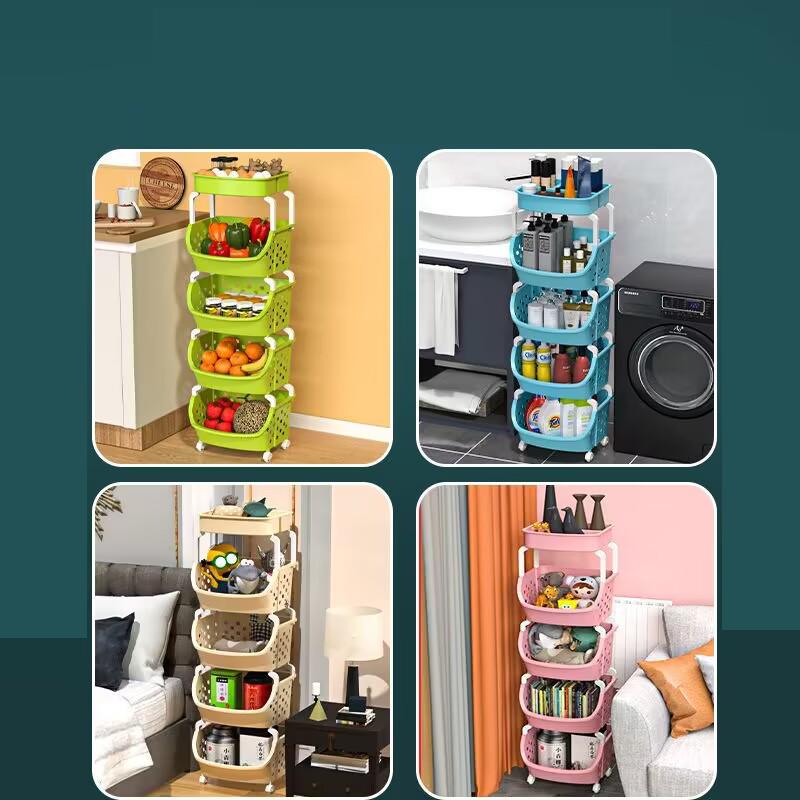 New Storage Basket Multifunctional High Capacity Stackable Hollow-out Fruit Vegetable Organizer for Kitchen