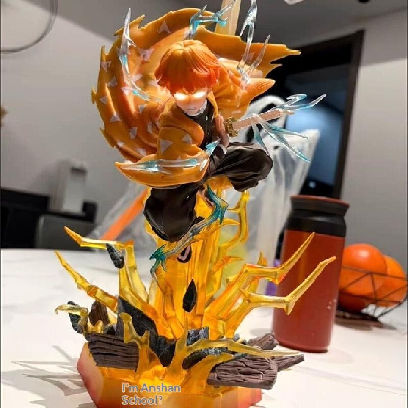 Figure Agatsuma Zenitsu Double-headed Luminescable 35cm Anime Statue Pvc Action Figurine Decoration Model  Gift Toy