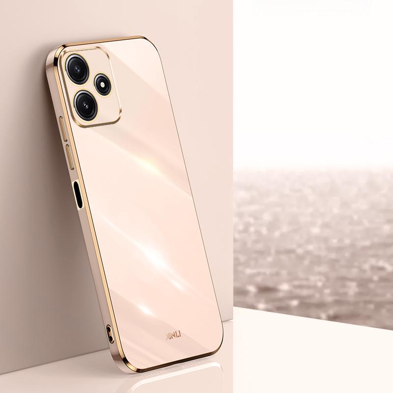 XINLI For Xiaomi Redmi Note 12R 5G Case Electroplated Gold Edge TPU Phone Back Cover