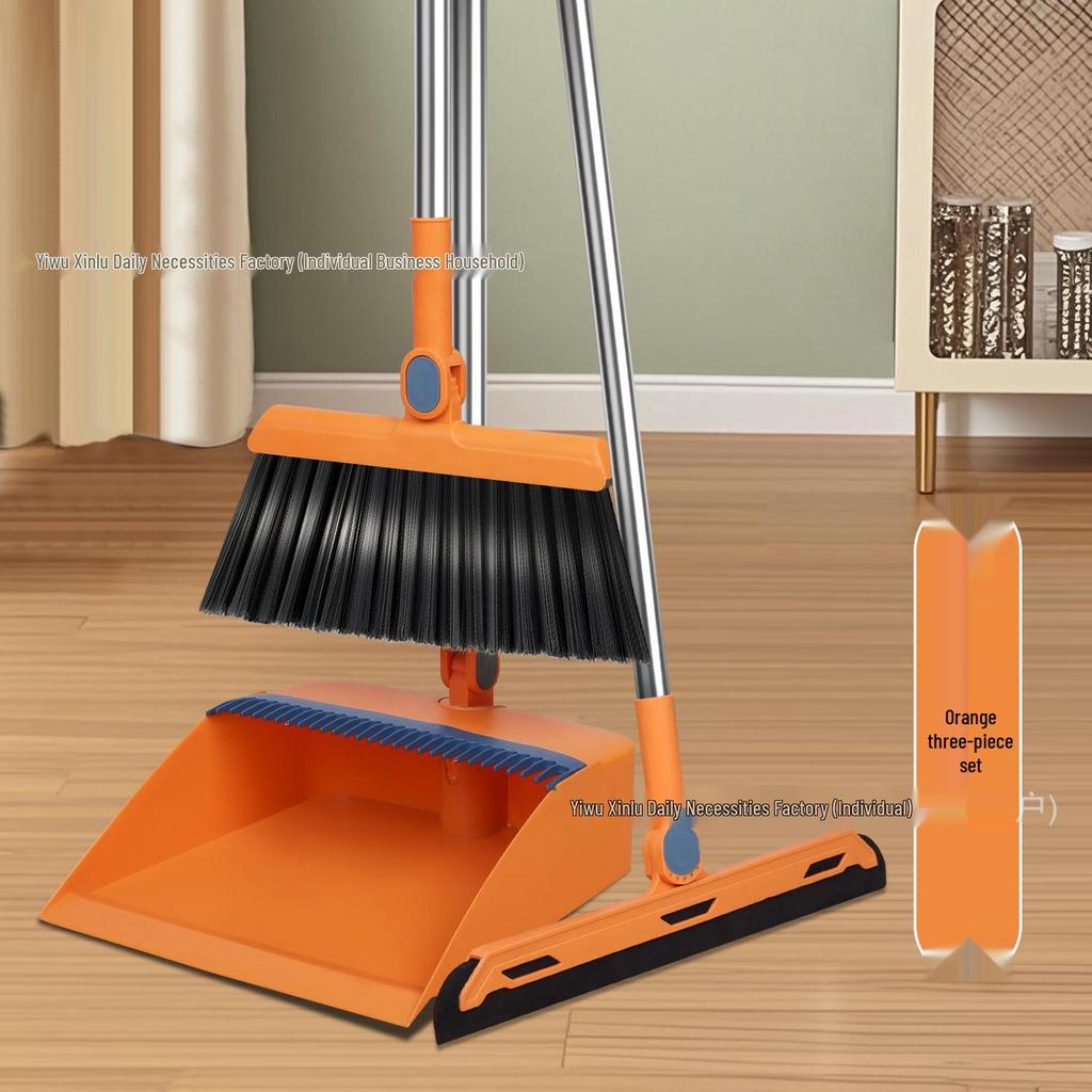 Drehender Besen und Kehrschaufel-Set mit weichen, nicht haftenden Borsten für einfache Haushaltsreinigung