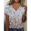 Flower 3D Print T-shirts Women Streetwear Harajuku T Shirt  Tops V-Neck Tees Woman Female Clothing