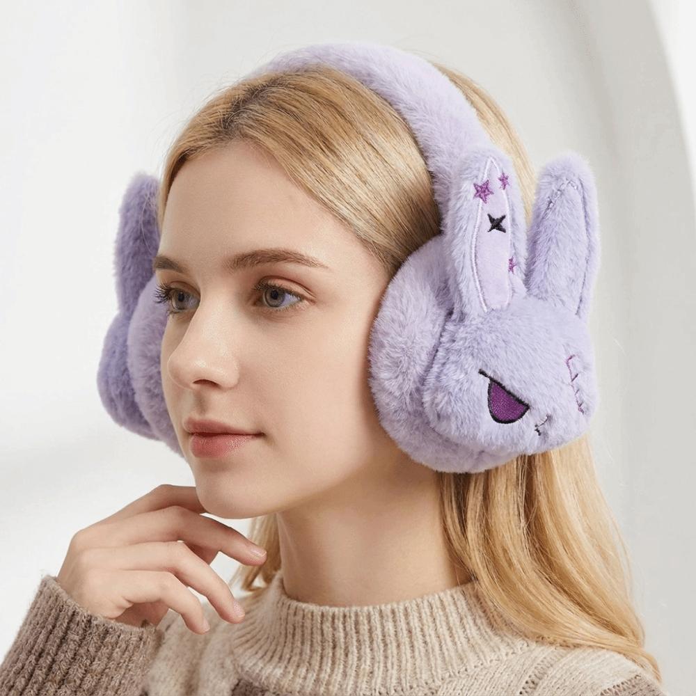 Plush Bunny Winter Ear Warmers Soft Fluffy Fuzzy Ear Protection Cozy Wounded Rabbit Earmuffs Gift