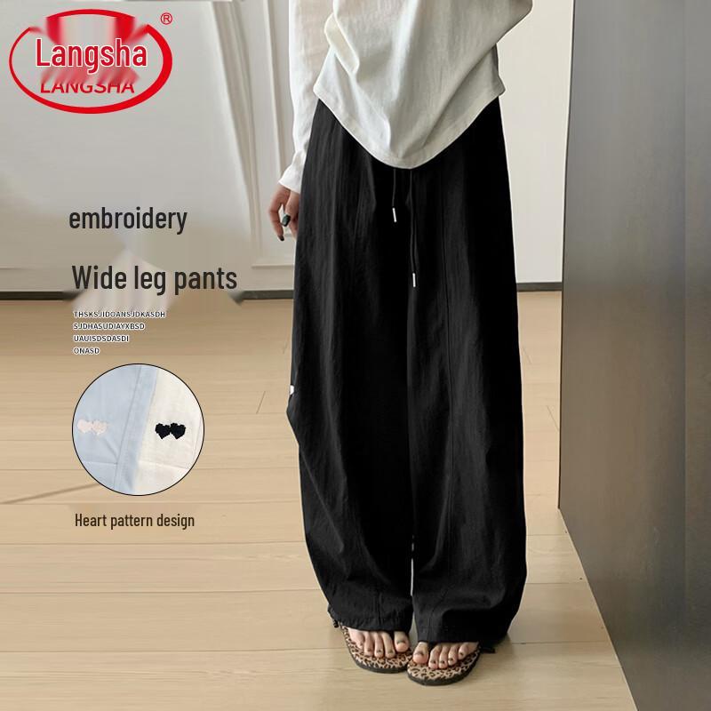 Langsha Women s High-Waist Wide-Leg Quick-Dry Casual Pants M