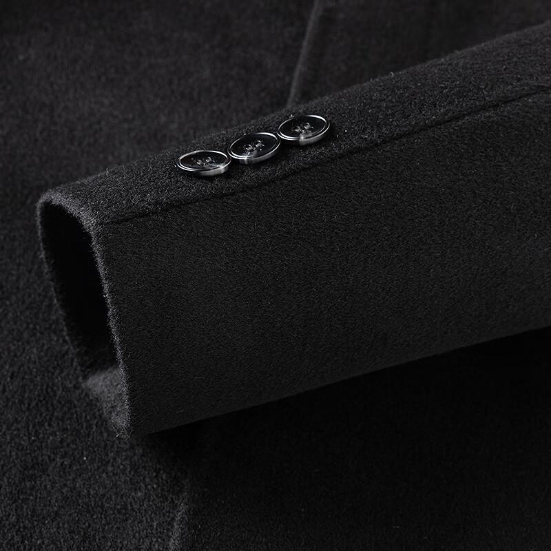 FAPAI Men's 70% Merino Wool Lapel Mid-length Overcoat