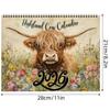 Highland Cow Calendar 2026 Monthly Planner Scottish Wall Art Decor for Farmhouse