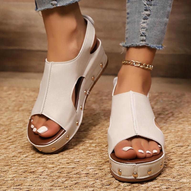 

Fashion 2025 Plus Size Female Shoes Open Toe Women s Sandals Concise Casual Sandals Women Rivet Platform Wedges Outdoor Ladies Shoes 36 покинуть белый