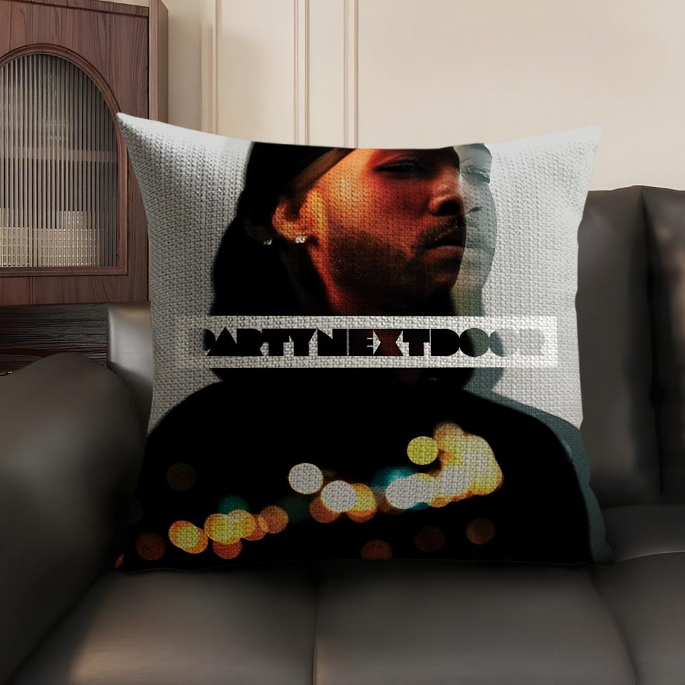 P-Partynextdoor Singer Cushion Cover Natural Linen Organic Fabric Double-Sided Printing Sofa Home Decor Gift Pillow Case