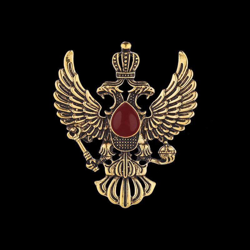 

Vintage Double-Headed Eagle Emblem Brooch, European-American Punk Style Crown Key Pin античная золотой