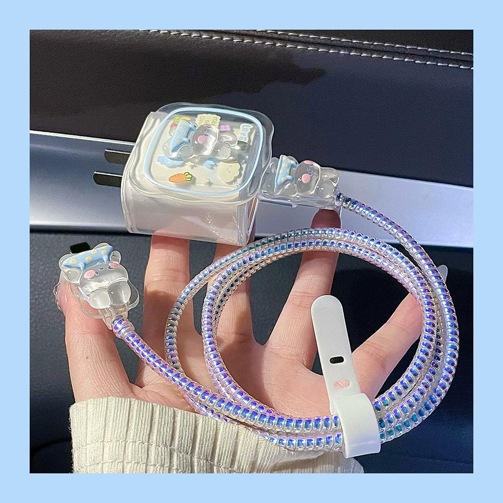 Geeignet für Apple Datenkabel Schutzhülle Ladegerät 20W Schnellladung bruchsicher Kabelaufwickler Niedliches Blume Tier Fortgeschritten