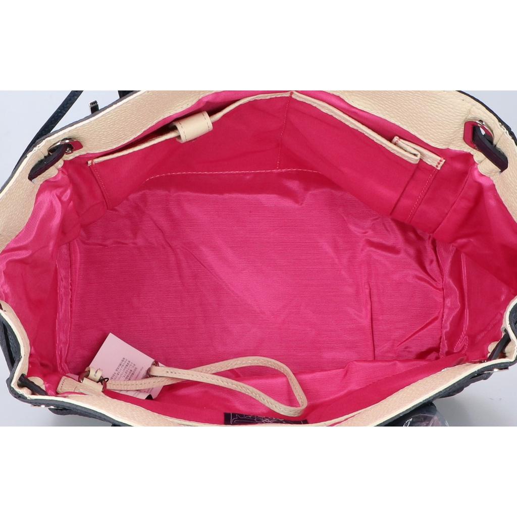 A.D.M.J. Accessoires De Mademoiselle Shrink leather inclusion Tote Bag NavyUsed