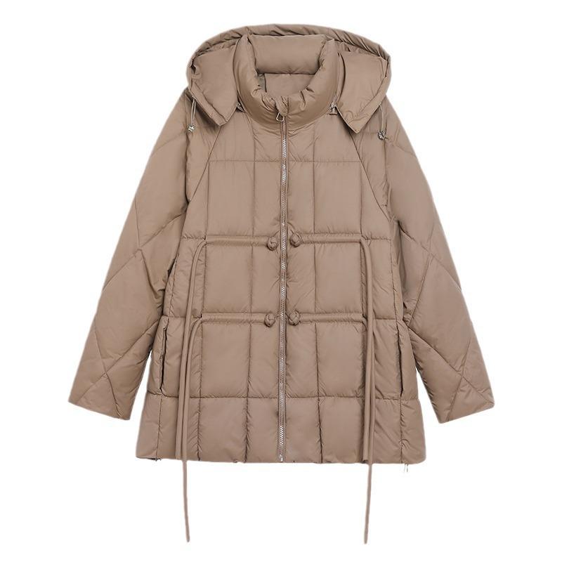 2024 Winter Women's Chinese Style Hooded Coat - Tassel, Fashionable, Loose-Fit, Slimming Down Cotton Outerwear