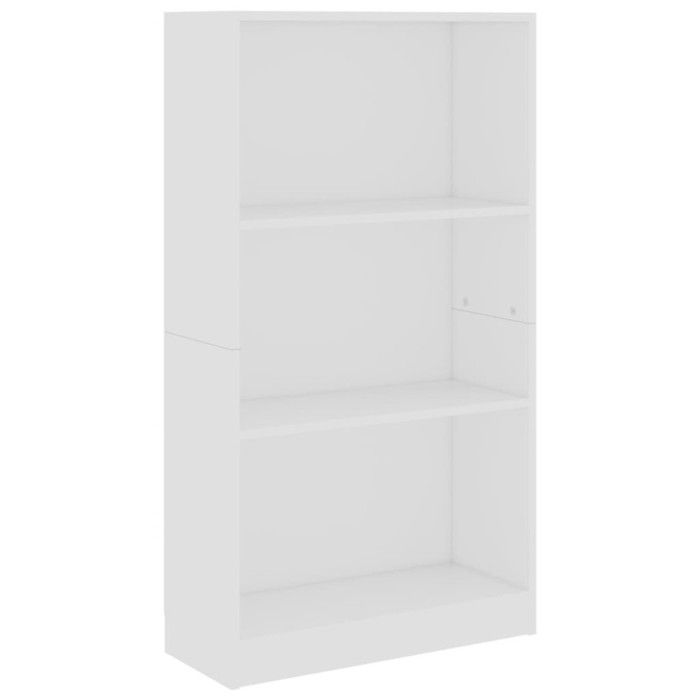 Bibliothèque - VidaXL - 800864 - 3 niveaux - Bois d'ingénierie - Blanc 60x24x109 cm