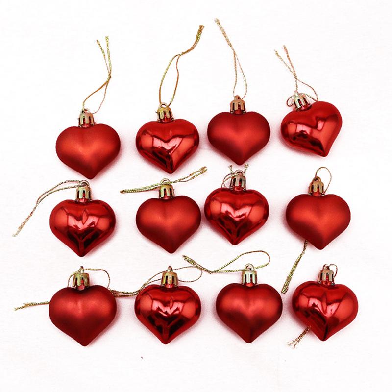 (12pcs/pack)5cm Christmas Tree Pendant Electroplated Heart Xmas Ball Pendant Plastic Matte Mix Decoration Accessories Party