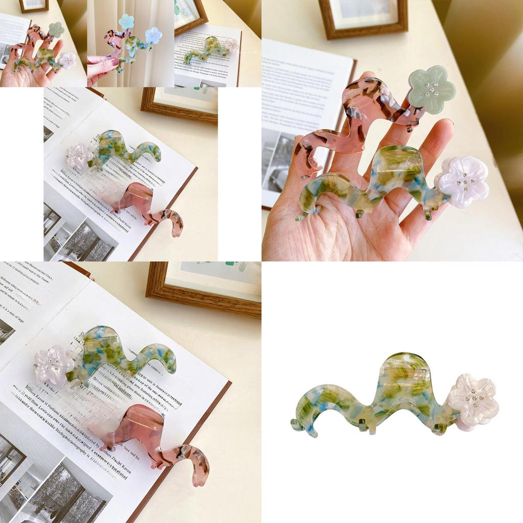 Unique Geometric Floral Hair Claw Clip Crafted From Acetate With Sparkling Rhinestones