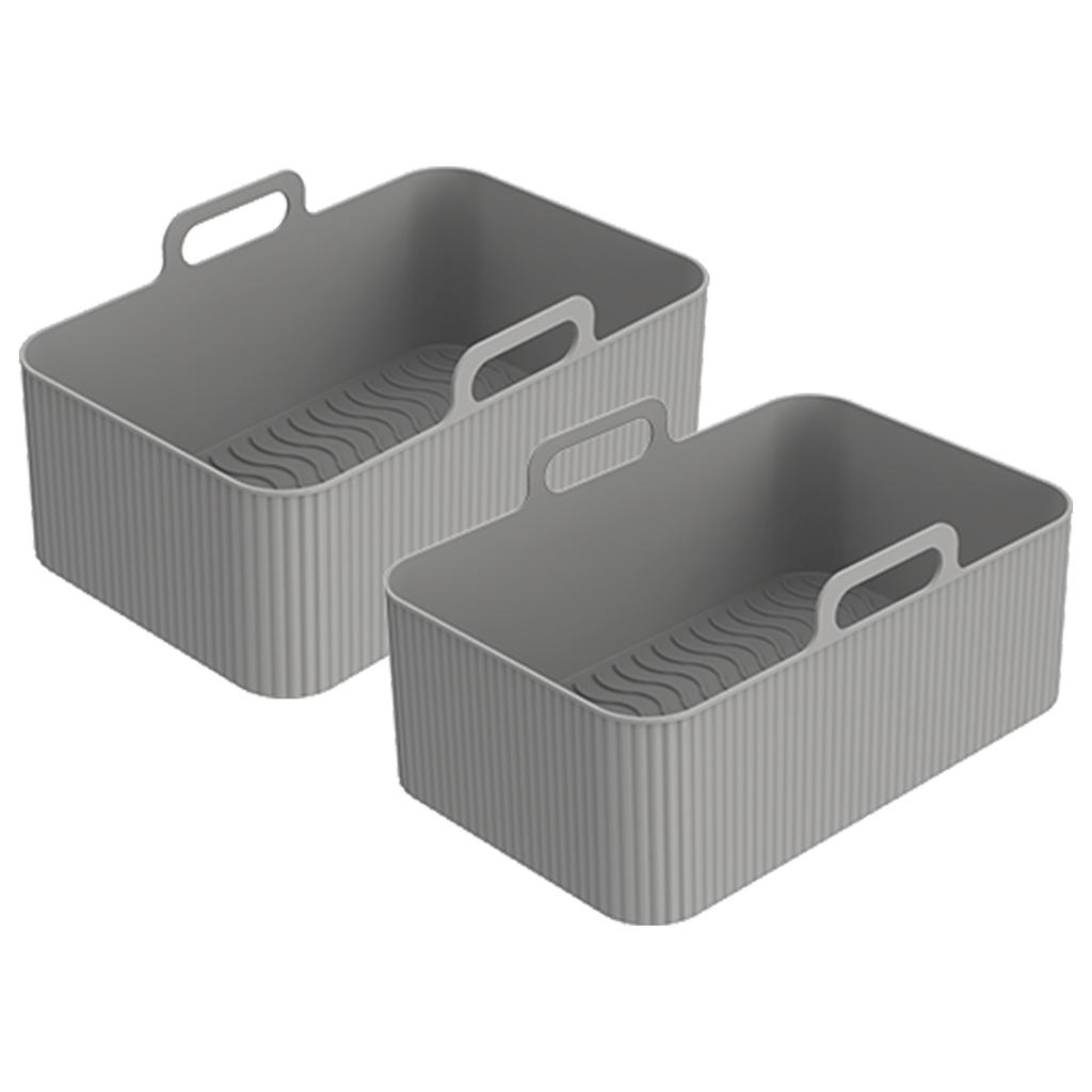 2/4Pcs Air Fryer Silicone Pot with Handle Rectangle Reusable Air Fryer Liner Heat Resistant Air Fryer Silicone Basket for Baking