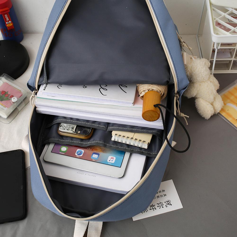 5 Pcs Set Kawaii Girls Backpack Women Travel Backpack Tote For Student School Bag Teenager Girls Schoolbag Book Bags Pencil Case