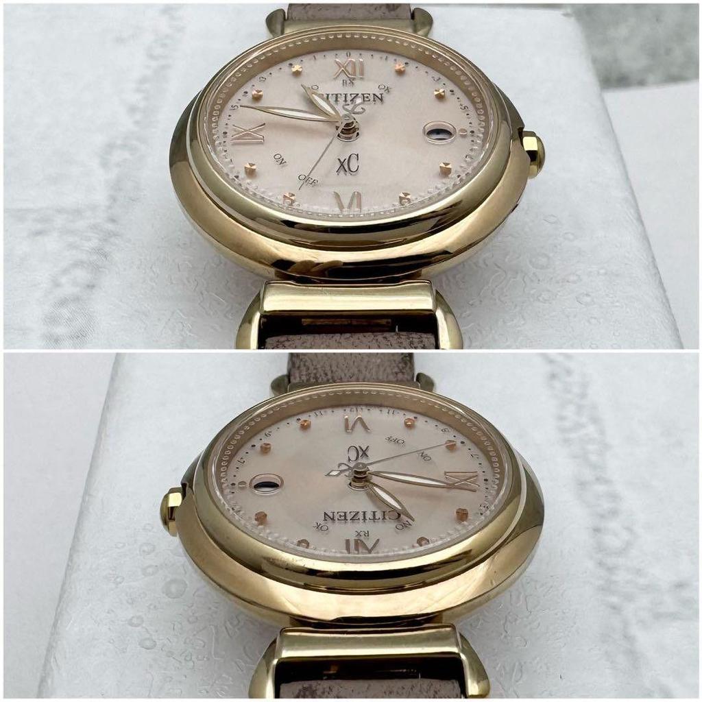 Used Operating CITIZEN xC Citizen Cross Sea Radio Solar Titanium Pink Beige Roman Watch Eco-Drive Watch