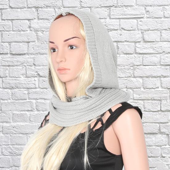 Hooded Scarf Thick Warm Woolen Women Hooded Scarf for Winter