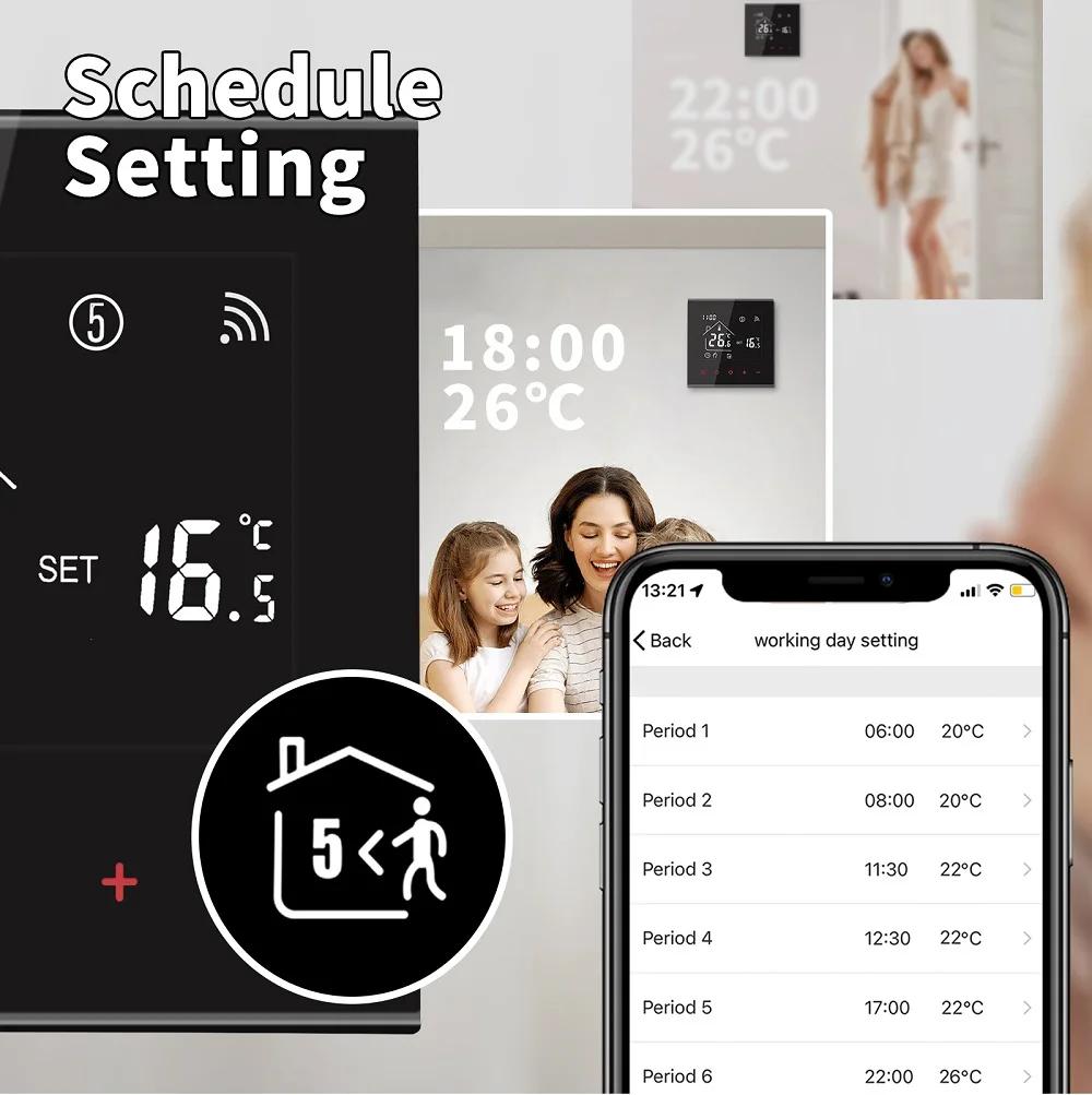 M4A Tuya Smart Thermostat Wifi Optional for Water & Electric Floor Heating Voice Control with Alexa Google Home & Touch Display