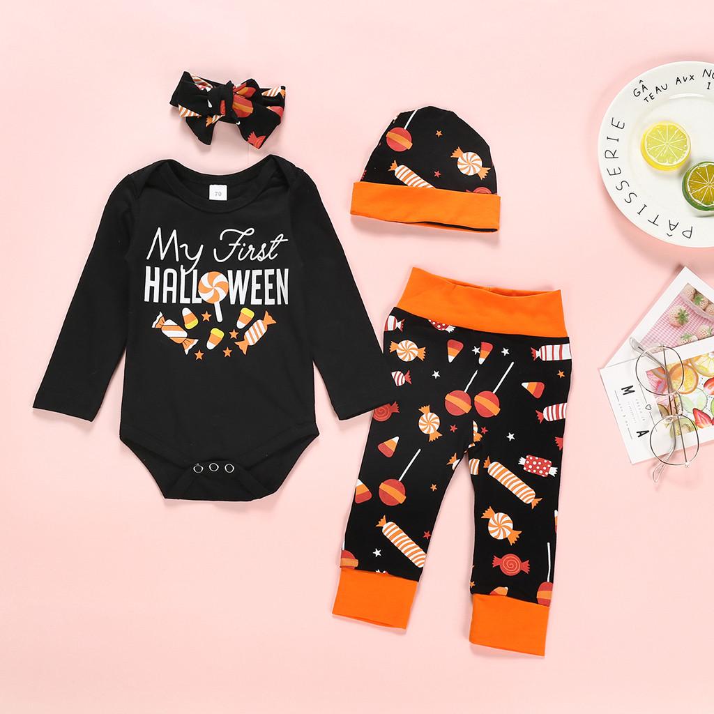 Buy Halloween Newborn Baby Boy Girl Romper+ Striped Pants Hat Outfits