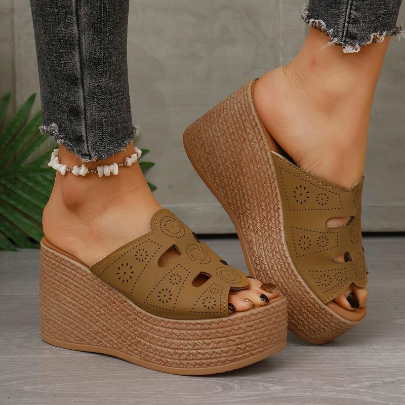 Sandály dámské super vysoké podpatky zvyšující nové letní rybí ústa silná podrážka pantofle módní muffin boty dámské boty