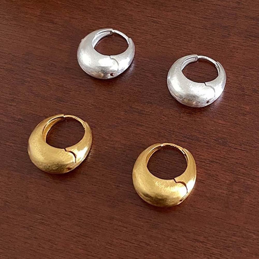 Waterproof Circle Earrings Elegant Silver Ear Buckles Brilliant Golden Round Earrings  Daily