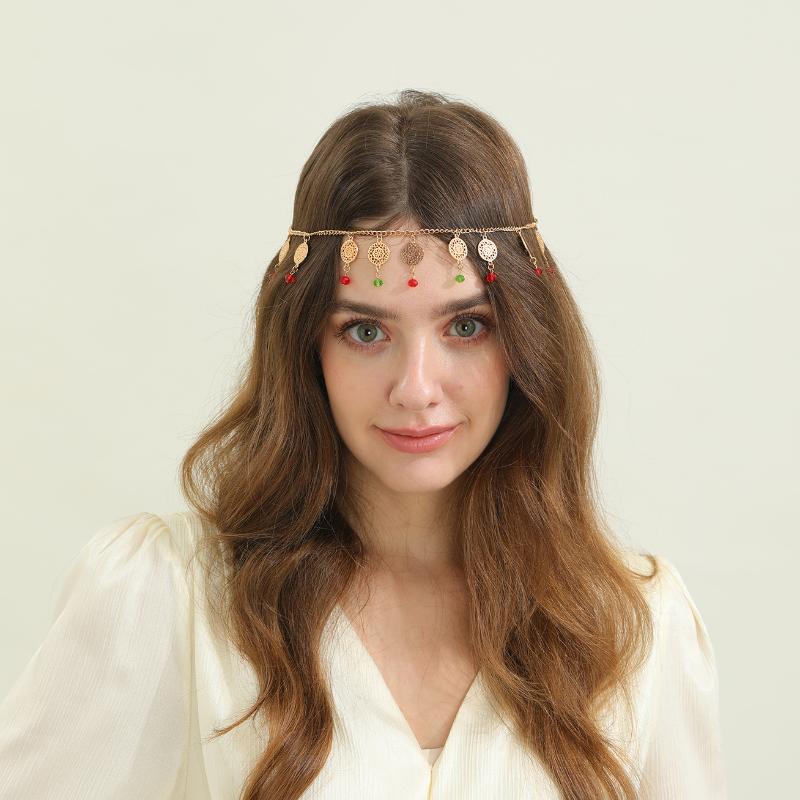 Fashion Bohemia Pearl Sequin Tassels Multi-Layer Hair Chain For Women Bride Rhinestone Forehead Chain Hair Jewelry