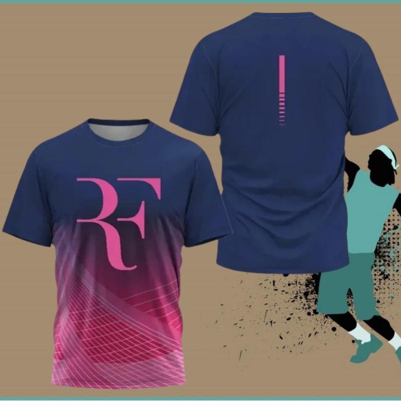 Sommer Herren Tennis Trainingsuniform, Roger Federer Rücktritts-Gedenk-Sportshirt, Lässige und Bequeme Kurzarm-Oberteile