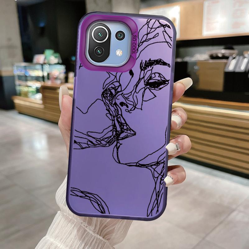 Smiling Face Case For Xiaomi Mi 11 Lite 5G NE 13T PRO 14T Redmi A5 A1 A2 9A Poco C71 Shockproof Hard Back Cover Line Art Sketch