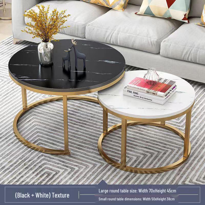 Modern Round Sintered Stone Coffee Table, 2026 Light Luxury Model for Small Apartments and Living Rooms.