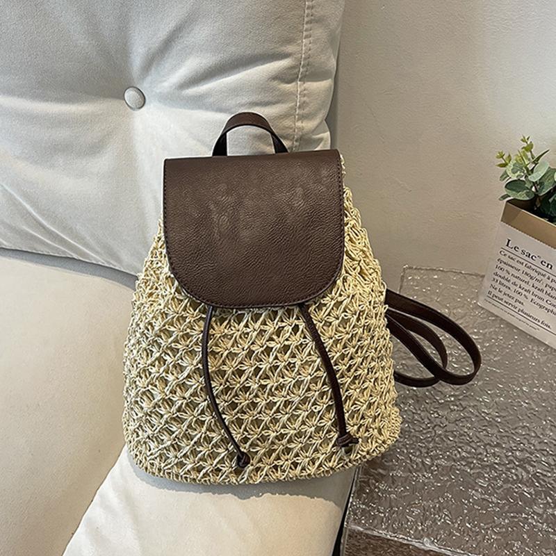 Letní dámský batoh se stahovací šňůrkou Daypack Weaving přes rameno Malý batoh Mochila
