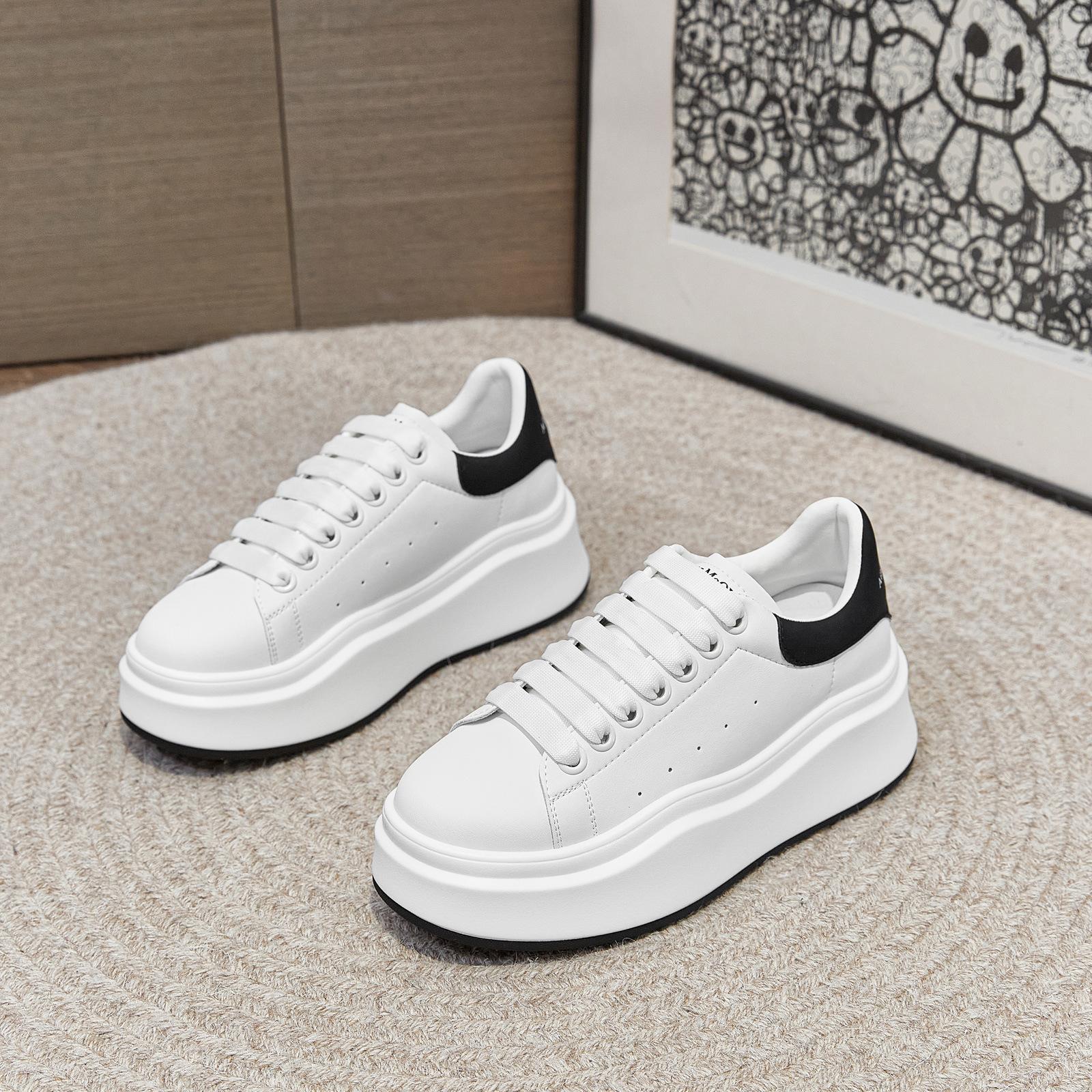 

Thick-soled inner height-increasing board shoes women s spring new leather mesh white shoes muffin sports breathable casual shoes 40