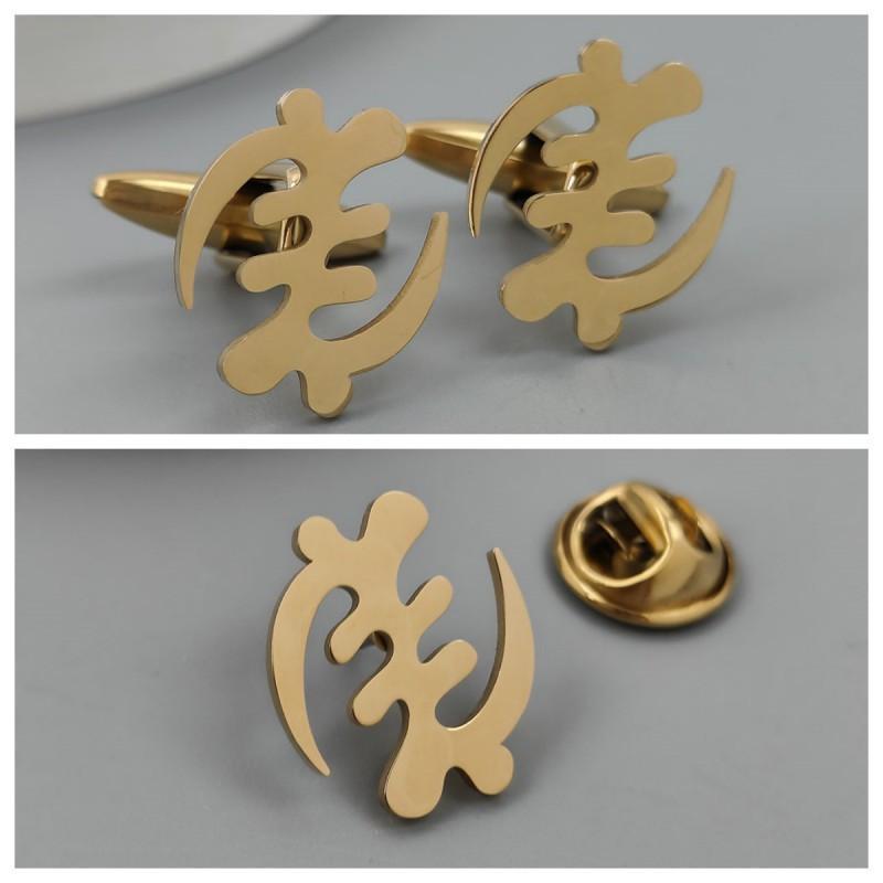 Fengzi Brooch Cufflinks Autumn Hot Item Creative Personality Cutting Design Stainless Steel Material Exquisite Accessories