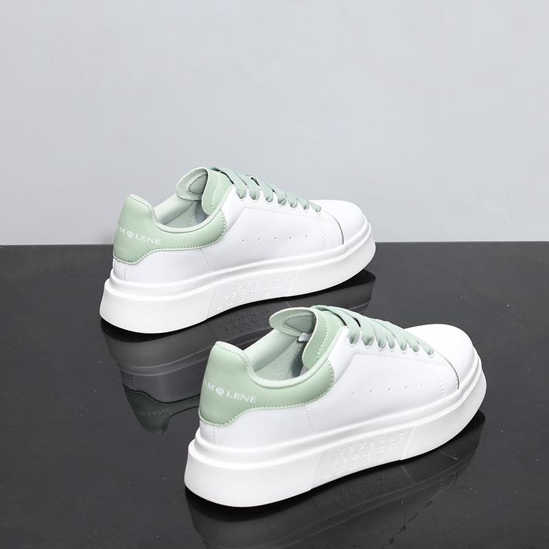 McQueen Spring and Summer Breathable Casual Board Shoes Sports Thick Sole Inner Height Increase Small White Tide Shoes FG